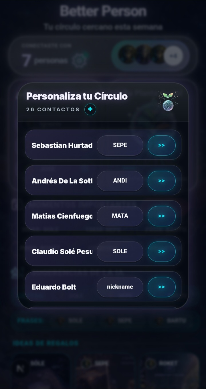 Captura de personalización del círculo Better Person